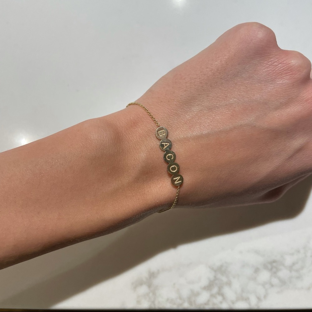 SOLID 14k Yellow Gold Bacon Custom Yellow Gold Bubble Bracelet